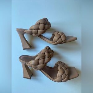 Marc Fisher Braided Hammy Sandals High Heel Slides Size 6.5